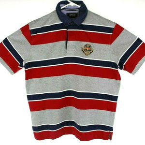 Aceman Mens Short Sleeve Striped Polo Shirt Sz L